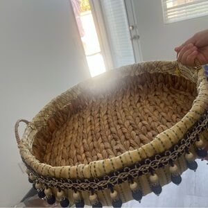 Handcrafted Beige and Brown Woven Basket